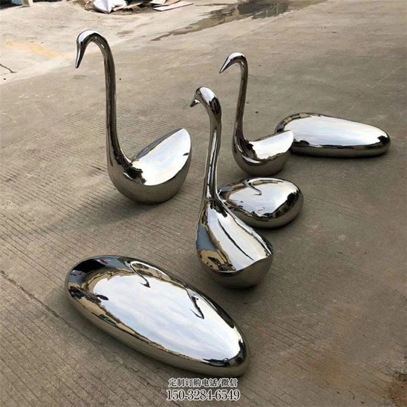 天鹅雕塑定制 景观户外鸟禽雕塑点击 景观户外不锈钢天鹅雕塑点击