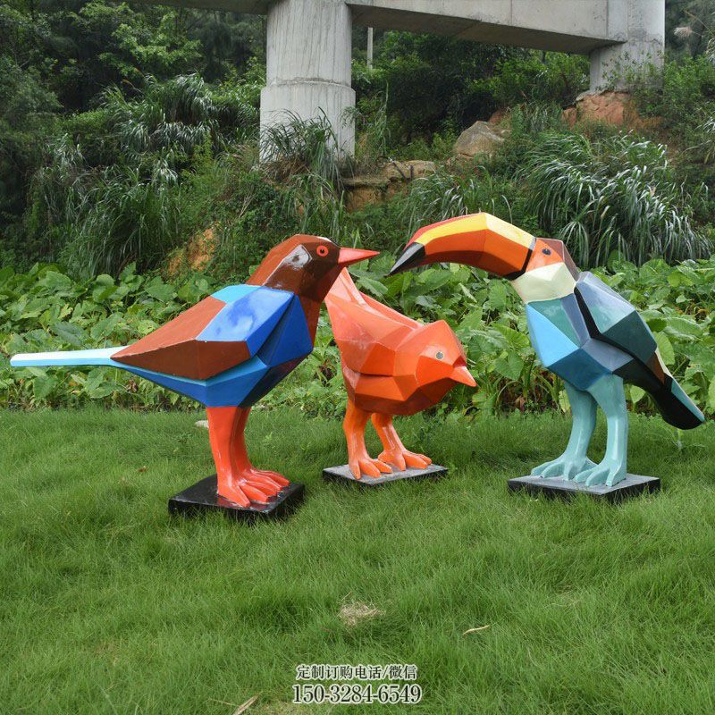 民族小鸟雕塑 现代鸟定制 鸟类雕塑装饰精品