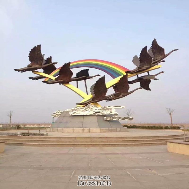 街头艺术供应-三维景观-景区大雁雕塑