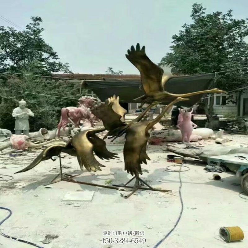 彩钢制作制造商-公园文化-大雁雕塑抽象