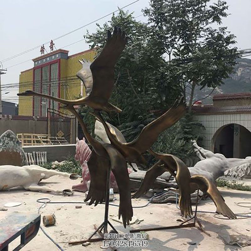 景区案例订做-医学院标志-园林大雁雕塑