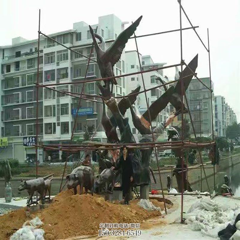 景观雕塑定做-城市摆件-钢铸大雁雕塑