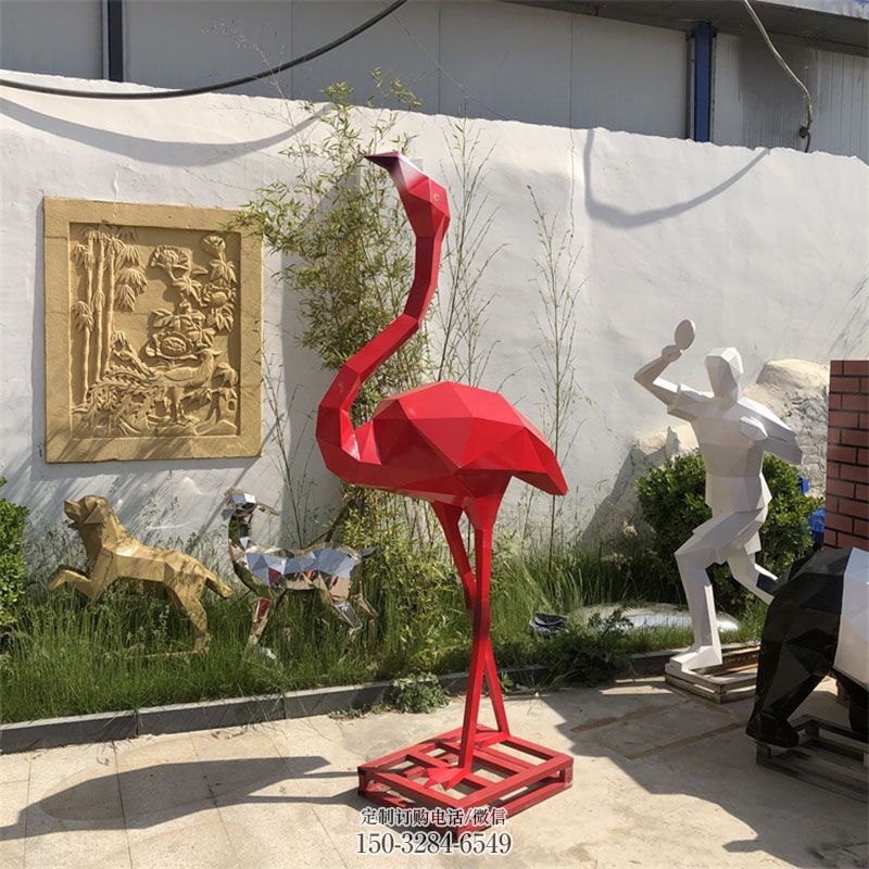 艺术火烈鸟雕塑 空间鸟雕塑精品 门口鸟禽雕塑订做