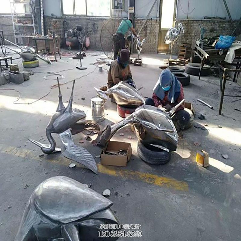 仙鹤雕塑工艺 景观艺术鹤类雕塑承接 飞禽雕塑主题定做