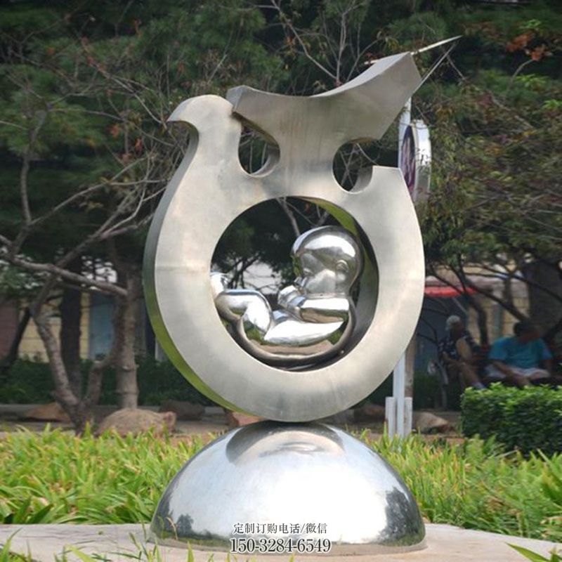 圆雕体系点击-医学院标志-镜面鸽子雕塑
