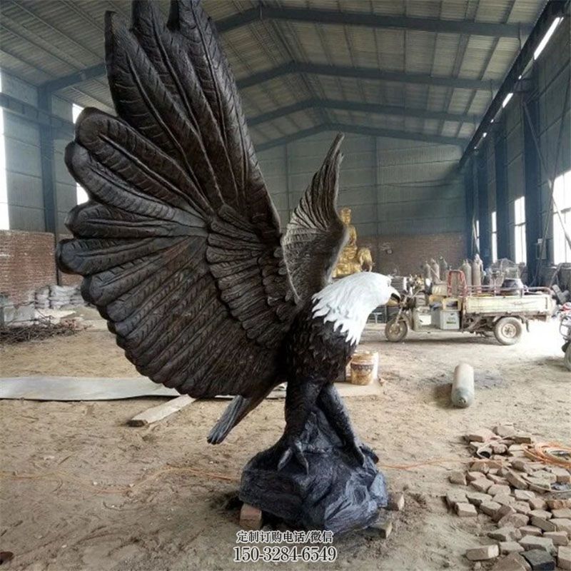 花园小品优选-室外案例-园林艺术铜老鹰雕塑