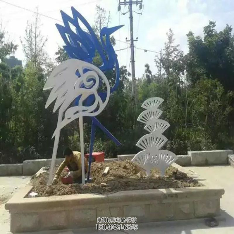 白鹭雕塑环形 广场景观鸟供给 户外鸟类雕塑供给