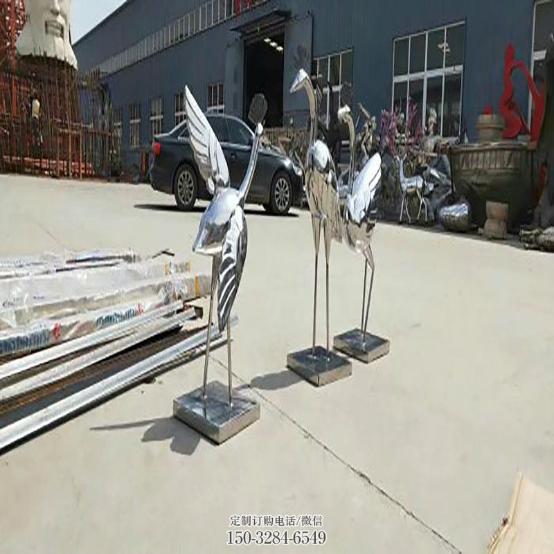 艺术白鹭雕塑 空间鸟精品 门口鸟类雕塑订做
