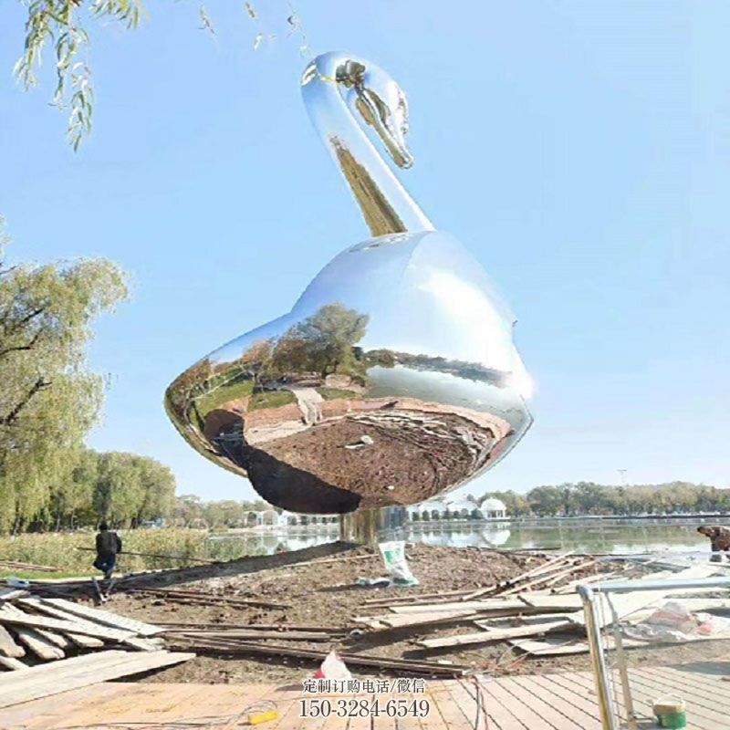 社区天鹅雕塑 景观鸟禽雕塑造型点击 烤漆不锈钢天鹅雕塑制造商