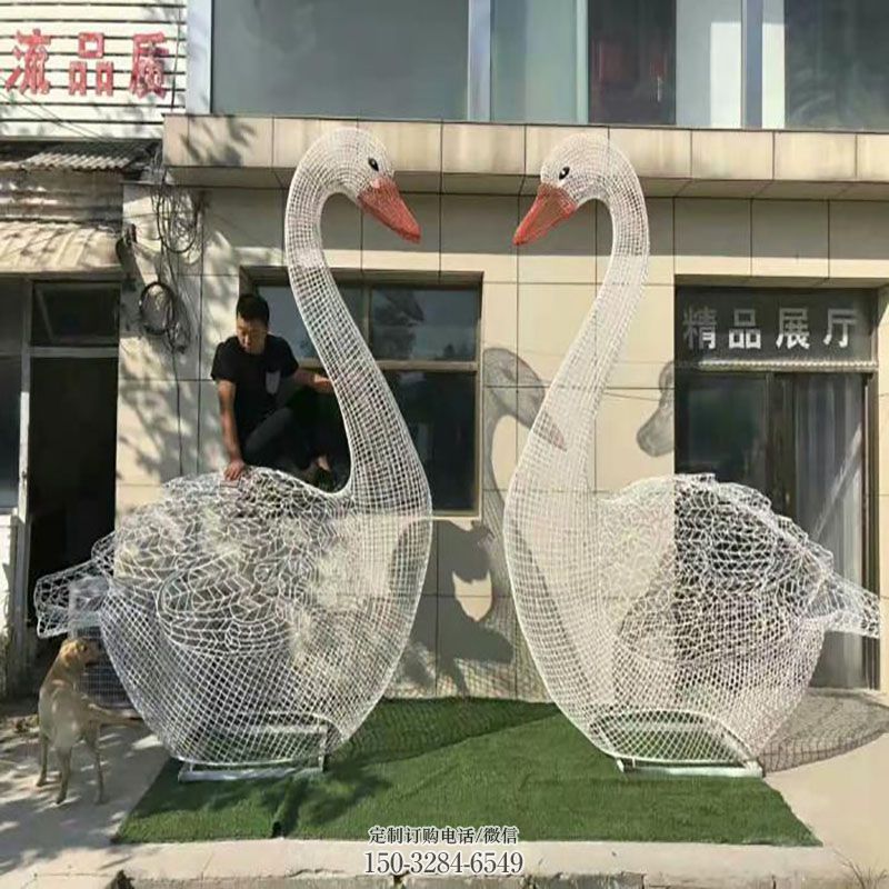 天鹅雕塑底座 广场景观鸟禽雕塑供给 园林景观小品不锈钢天鹅雕塑生产