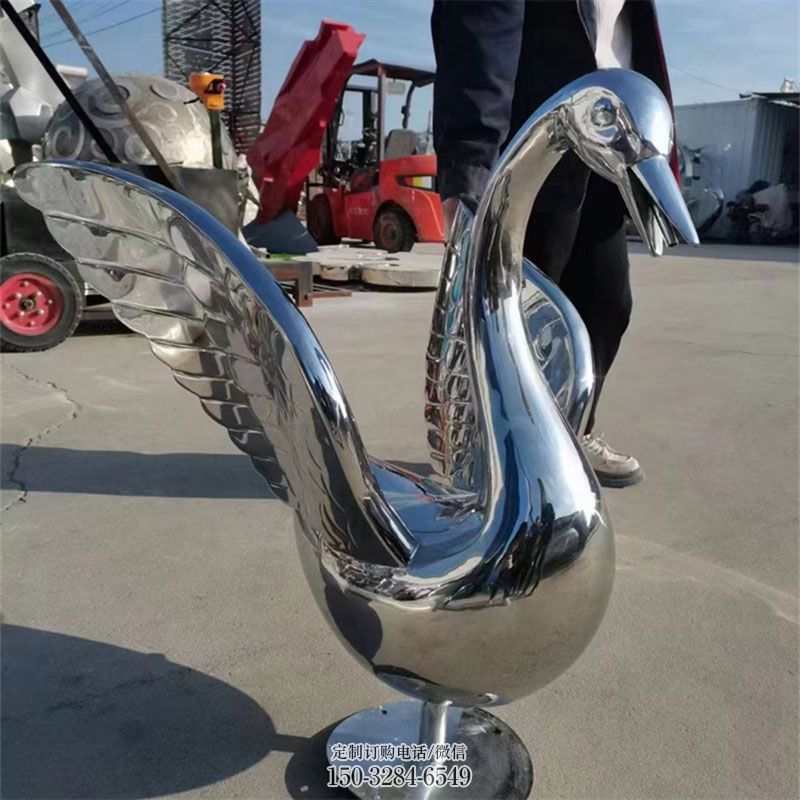 中式天鹅雕塑 鸟禽雕塑装饰精品 广场景观不锈钢天鹅雕塑供给